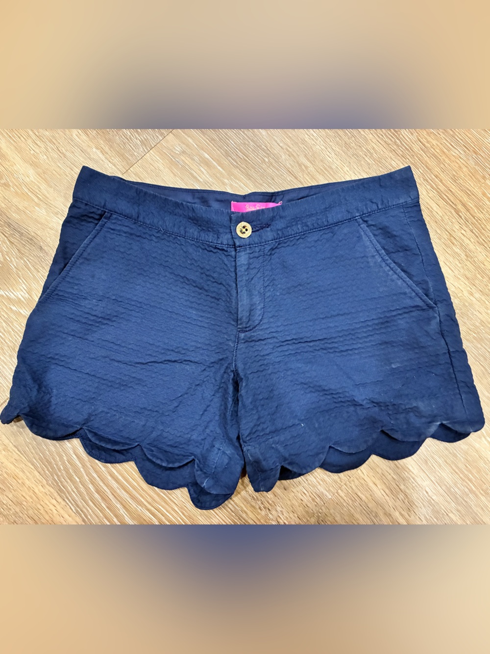 Lilly Pulitzer Navy Scallop-Hem Shorts